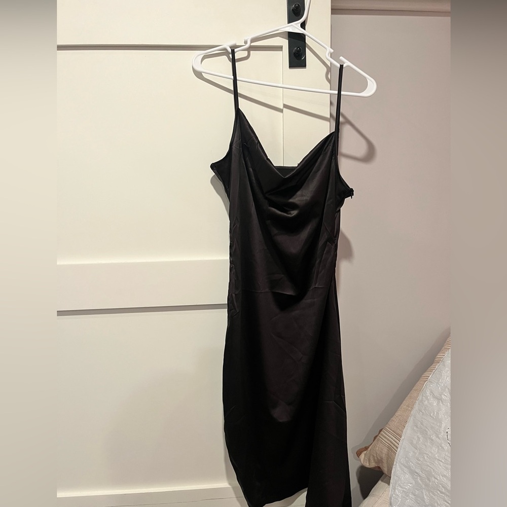 Elegant Black Satin Slip Dress